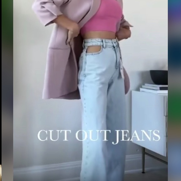 Cut Out Flared Wide Leg Denim Jeans Size 8 US - Picture 1 of 12